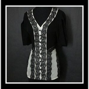 Black and cream sheer shirt